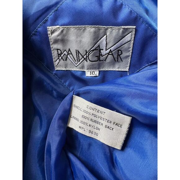 Vintage 80's Raingear Royal Blue raglan Sleeves Raincoat size 10 - Picture 12 of 12